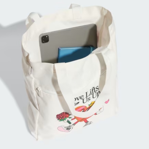 Adidas Cream Graphic Tote Bag - Picture 2 of 7
